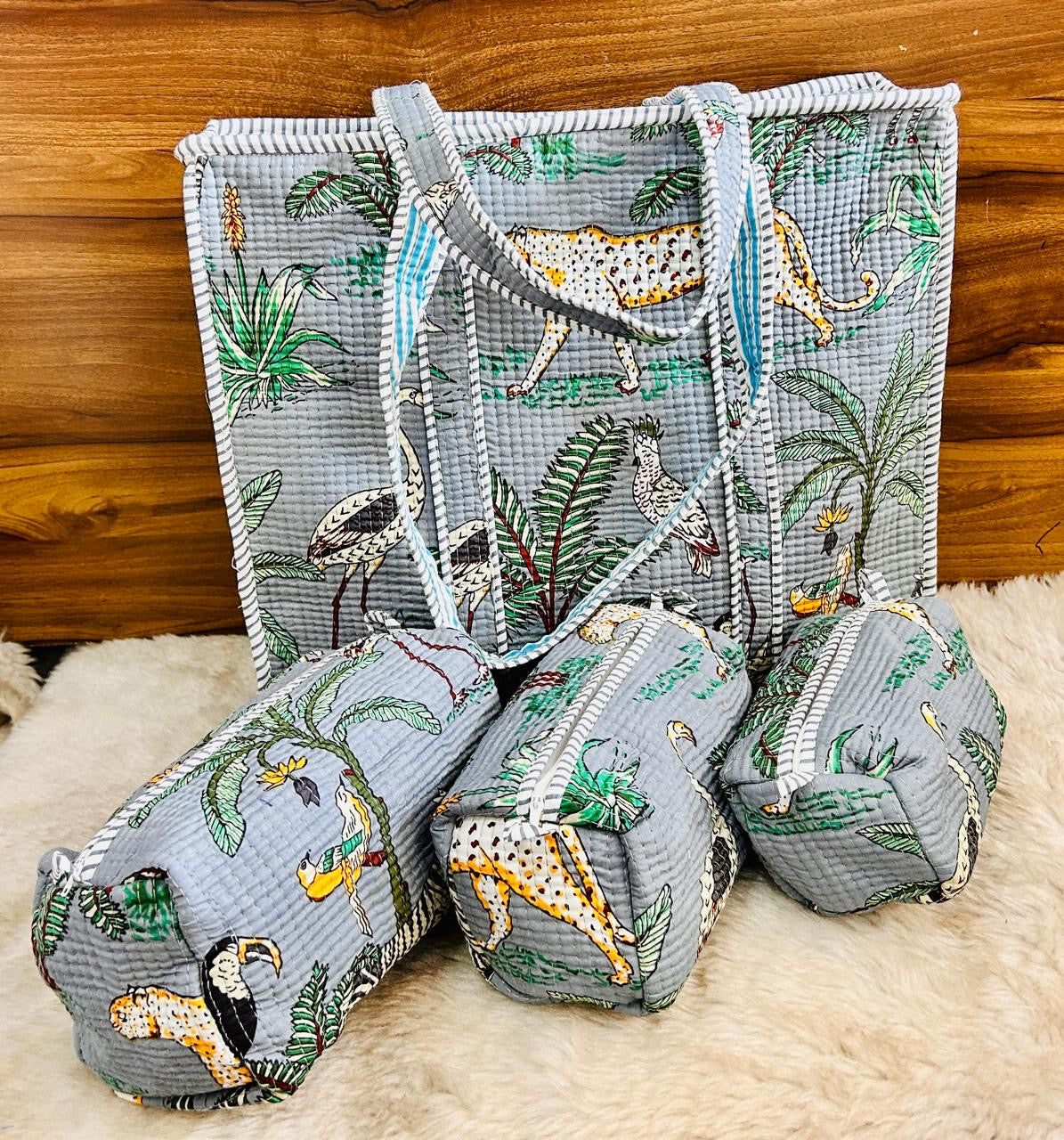Jungle Jaunt Quilted Tote & Pouch Set