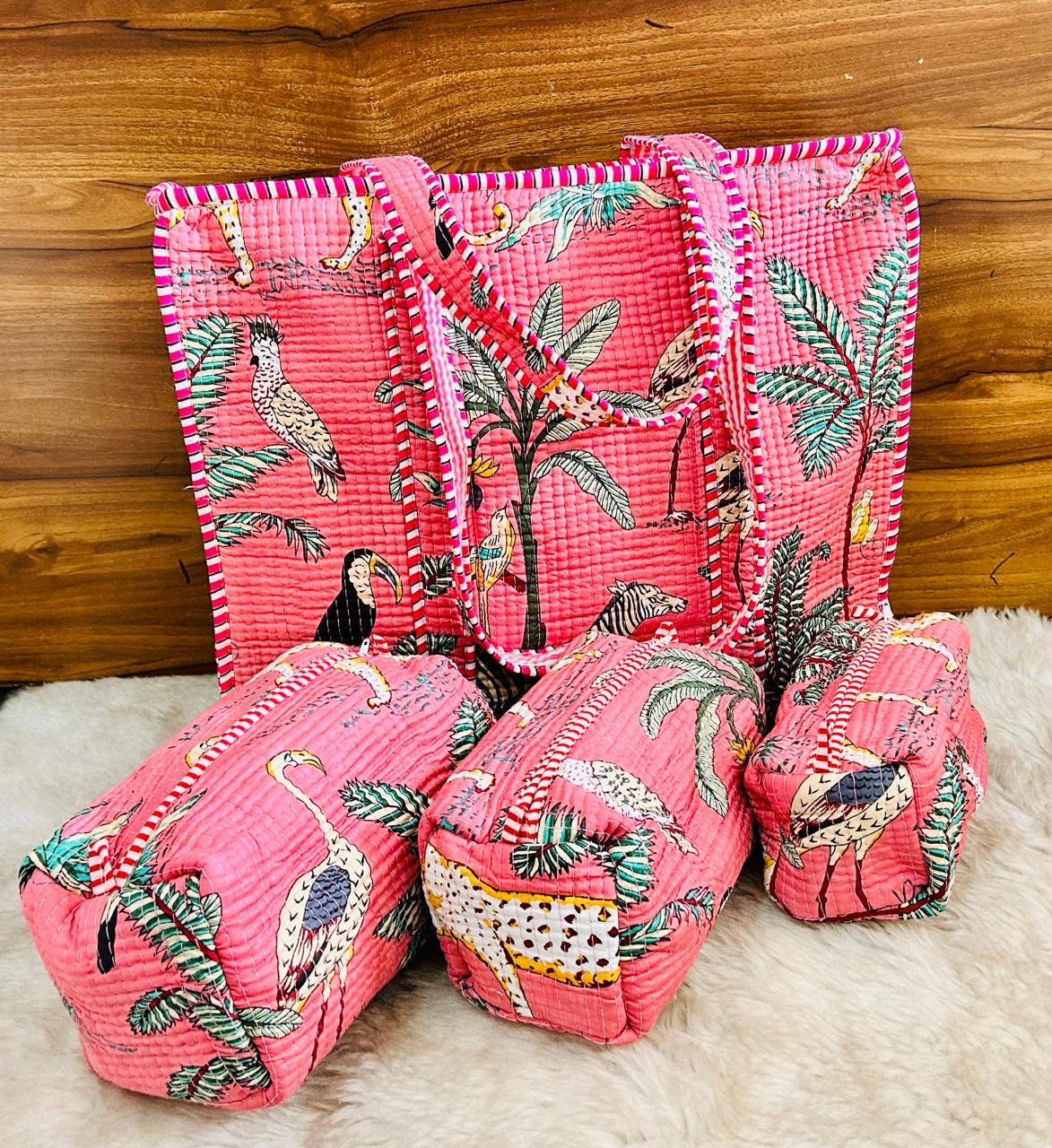 Jungle Jaunt Quilted Tote & Pouch Set
