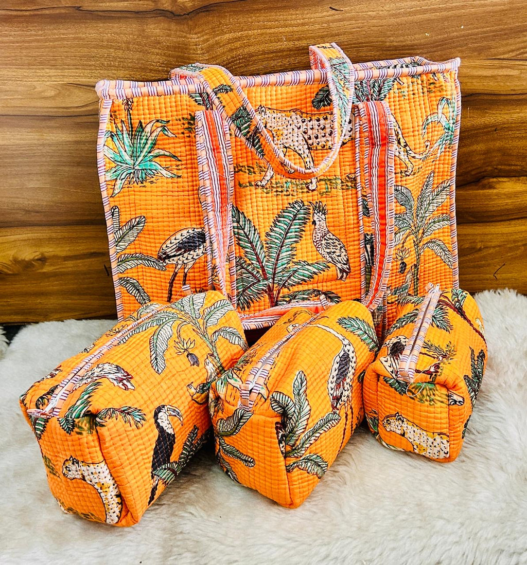 Jungle Jaunt Quilted Tote & Pouch Set