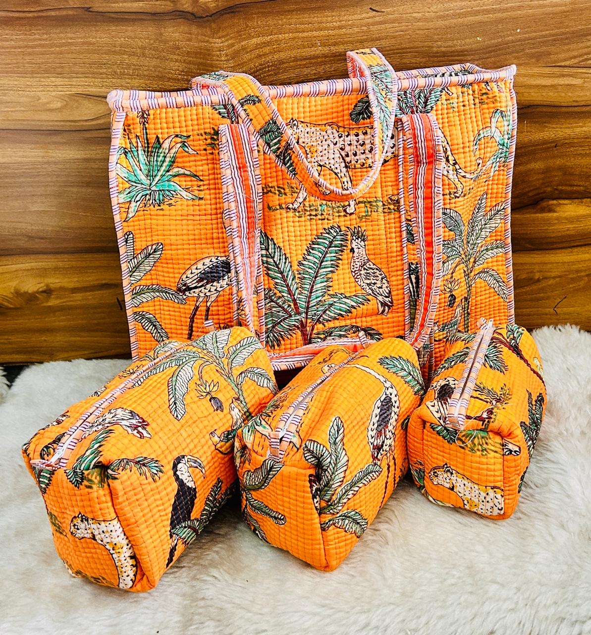 Jungle Jaunt Quilted Tote & Pouch Set