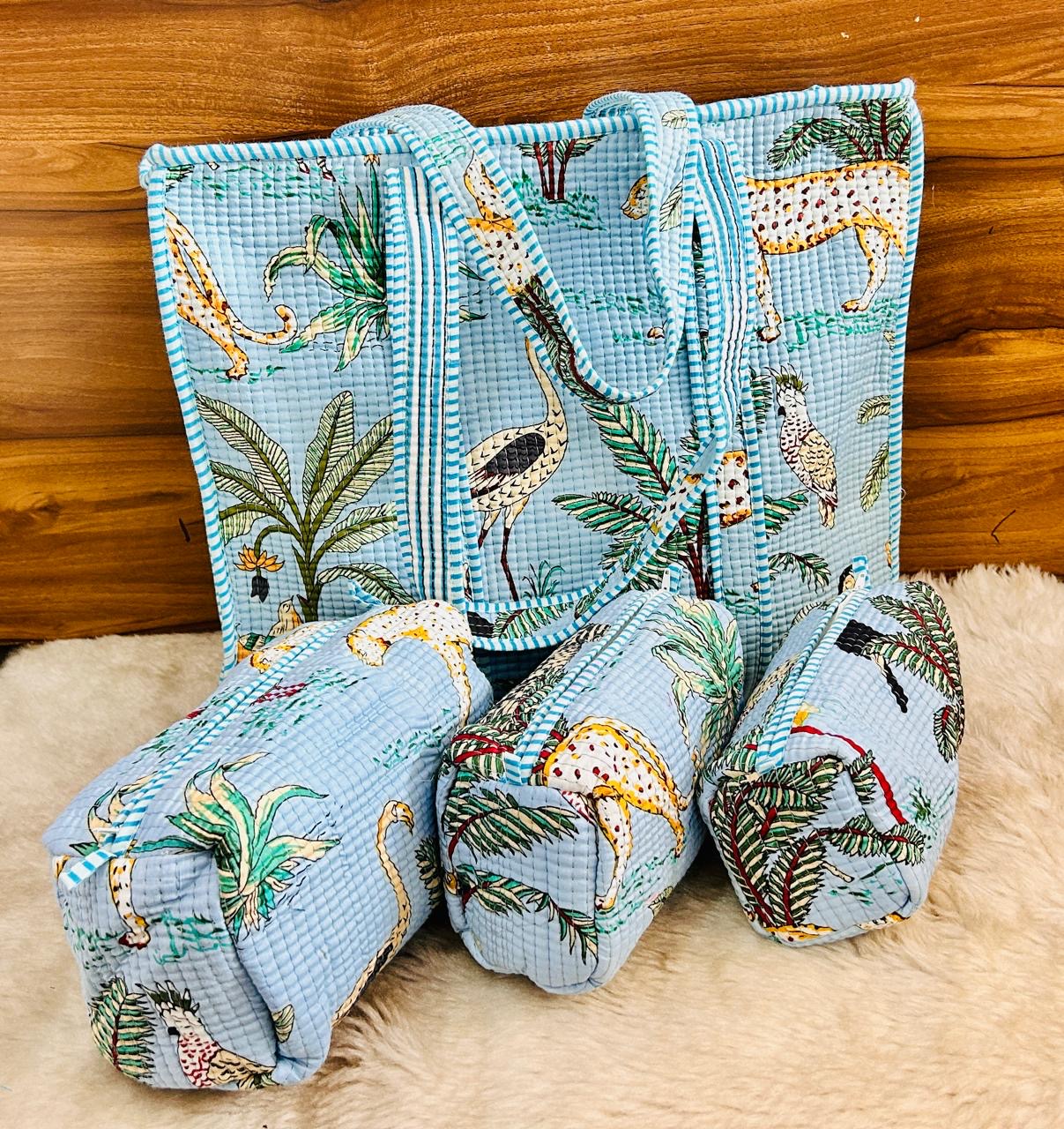 Jungle Jaunt Quilted Tote & Pouch Set