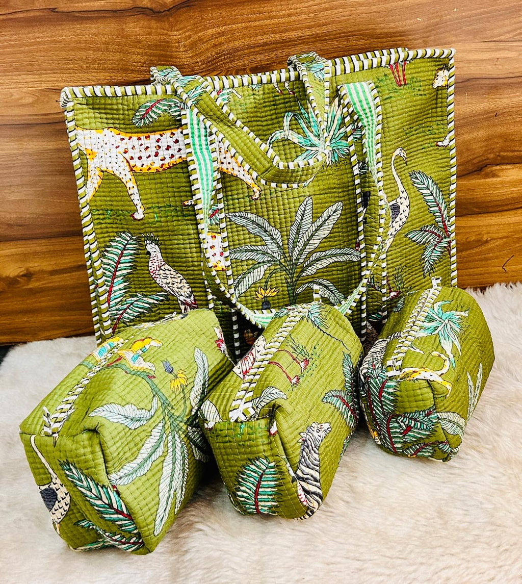 Jungle Jaunt Quilted Tote & Pouch Set