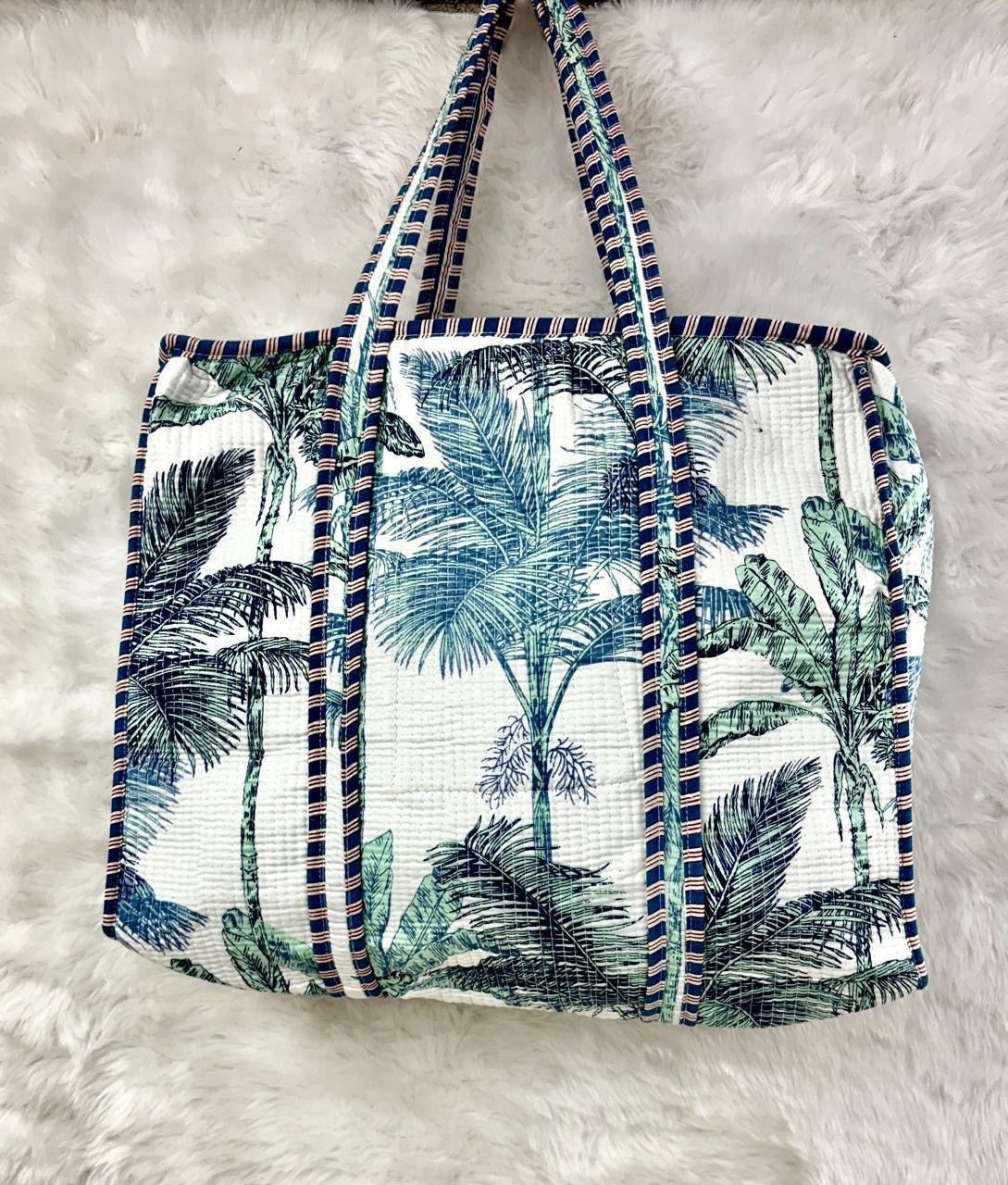 Palm Trails - Hand Quilted Tote Bags