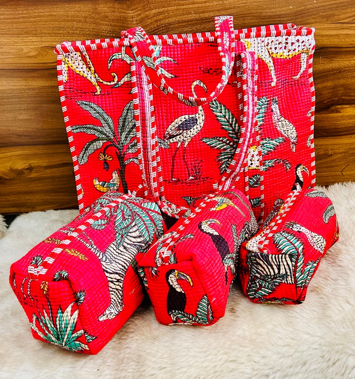 Jungle Jaunt Quilted Tote & Pouch Set
